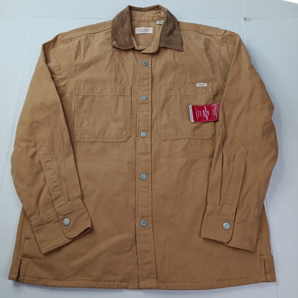 Levi Strauss Utility Shirt Jacket Canvas Snap Up Signature Men's Size S Tan NWT